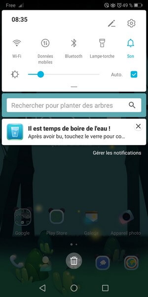 notification pour boire de l'eau