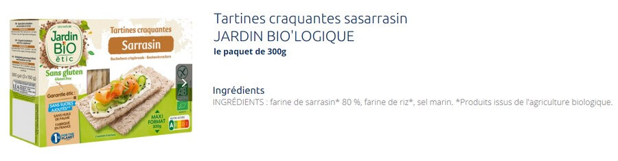 Tartines craquantes sarrasin - Jardin Bio Ethic